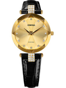 Женские наручные часы Женские наручные часы с черным кожаным ремешком Jowissa J5.639.M Aura Damen 30mm 5ATM