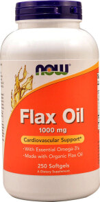 Рыбий жир и Омега 3, 6, 9 NOW Flax Oil Cardiovascular Support Льняное масло для сердечно-сосудистой поддержки 1000 мг 250 гелевых капсул