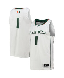 Men's Number 1 White Miami Hurricanes Team Swingman Basketball Jersey