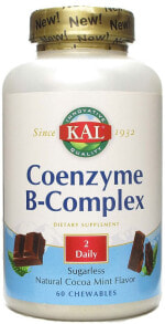 Витамины группы В Kal Coenzyme B-Complex Коэнзим + Комплекс витамином группы В  60 жевательных таблеток со вкусом какао и мяты