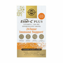 Витамины и БАДы для укрепления иммунитета solgar Ester-C Plus 24 Hour Immune Suport Порошок для приготовления шипучего напитка с витамином С 7 х 10,6 г