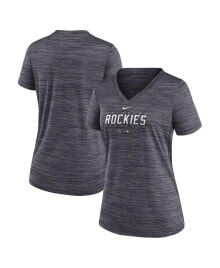 Nike women's Black Colorado Rockies Authentic Collection Velocity Practice Performance V-Neck T-shirt