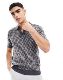 Купить мужские поло Brave Soul: Brave Soul textured knit jacquard polo in grey