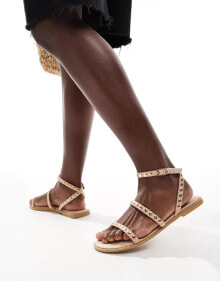 Купить женская обувь Truffle Collection: Truffle Collection studded strappy sandals in beige