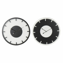 Wall Clock DKD Home Decor 50 x 3,5 x 50 cm Black White Vintage MDF Wood (2 Units)