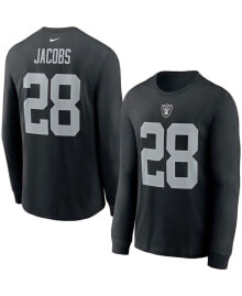 Men's Josh Jacobs Black Las Vegas Raiders Player Name and Number Long Sleeve T-shirt