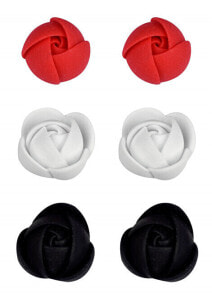 Серьги set of earrings white-red-black flowers