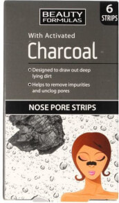 Beauty Formulas Charcoal Płatki oczyszczające na nos z aktywnym węglem 6szt.