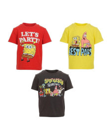 Купить детские футболки и майки для мальчиков Nickelodeon: Toddler Boys SpongeBob SquarePants Squidward 3 Pack T-Shirts to