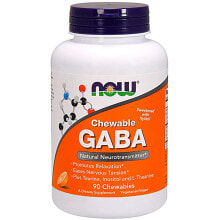 Аминокислоты NOW Foods Chewable GABA Natural Orange ГАМК в форме жевательных таблеток, натуральный ароматизатор апельсин 90 жевательных таблеток