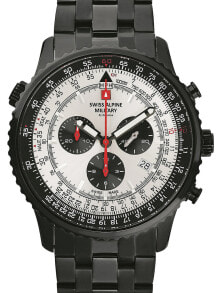 Мужские наручные часы с браслетом мужские наручные часы с черным браслетом Swiss Alpine Military 7078.9172 chrono mens 45mm 10ATM