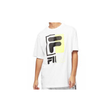Мужские спортивные футболки Мужская футболка спортивная белая с логотипом на груди Fila Men Saku Tee