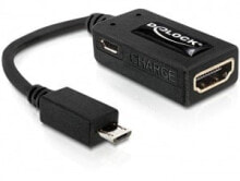 DeLOCK 65314 кабельный разъем/переходник MHL HDMI-A 19 pin, USB micro-B Черный
