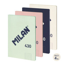 MILAN Pack Of 4 A4 Glued Notebooks Lined Paper 7 mm 48 Sheets Of 95gr/m² 430 Since 1918 Collection