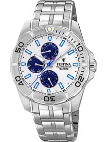 Мужские наручные часы с серебряным браслетом Festina F20445/1 Sport mens 43mm 10ATM