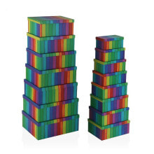 Set of Stackable Organising Boxes Versa Rainbow Cardboard 15 Pieces 35 x 16,5 x 43 cm