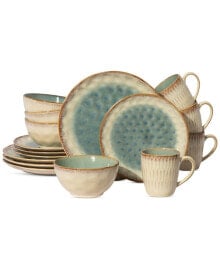 Elama leann Round Textured 16 Pc. Dinnerware Set, Service for 4