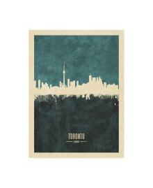 Trademark Global michael Tompsett Toronto Canada Skyline Teal Canvas Art - 36.5