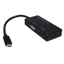 Value 12.99.3215 кабельный разъем/переходник USB Type-C HDMI / VGA Черный