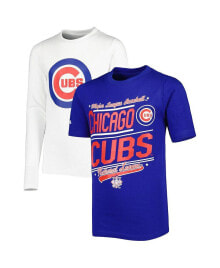 Stitches big Boys Royal, White Chicago Cubs Combo T-shirt Set