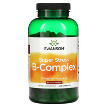 Витамины группы В Swanson, Super Stress B-Complex с витамином C, 240 капсул