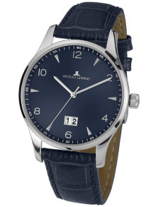 Мужские наручные часы с ремешком Мужские наручные часы с синим кожаным ремешком Jacques Lemans 1-1862ZC London Mens 40mm 10ATM