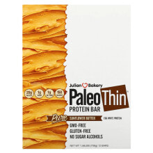 Протеиновые батончики и перекусы Julian Bakery, Paleo Thin Protein Bar, чистое подсолнечное масло, 12 батончиков, 59 г (2,08 унции)