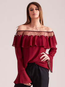 Женские блузки и кофточки Женская блузка с длинным расклешенным рукавом и открытыми плечами Factory Price
