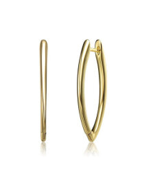 Купить женские ювелирные серьги Genevive: 14k Yellow Gold Plated Shaped Hoop Earrings in Sterling Silver