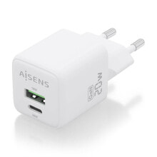 AISENS ASCH-20W2P010-W зарядное устройство для мобильных устройств Универсальная Белый Кабель переменного тока Быстрая зарядка Для помещений