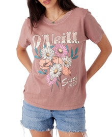 Juniors' With Flowers Graphic Print Cotton T-Shirt купить онлайн