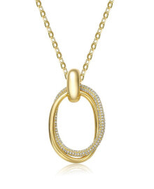 Купить кулоны и подвески Rachel Glauber: 14k Gold Plated Sterling Silver with Cubic Zirconia Double Entwined Oval Eternity Circle Pendant Necklace