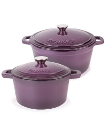 BergHOFF neo Cast Iron 3 Quart Covered Dutch Oven and 7 Quart Covered Stockpot, Set of 2