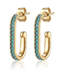 Ювелирные серьги gold-plated oval earrings with turquoise crystals Vibes SVB24