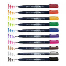 Tombow WS-BH-10P фломастер Тонкий/средний Черный, Синий, Зеленый, Серый, Оранжевый, Розовый, Желтый 10 шт