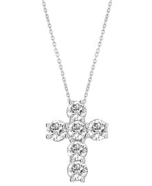 Купить ювелирные кулоны и подвески Badgley Mischka: Lab Grown Diamond Cross Pendant Necklace (2 ct. t.w.) in 14k White Gold, 16" + 2" extender