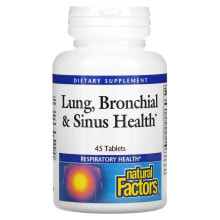 Растительные экстракты и настойки natural Factors, Здоровье дыхательных путей (Lung, Bronchial &amp;amp; Sinus Health), 45 таблеток