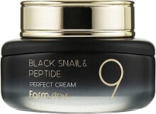 Verjüngende Gesichtscreme mit Schneckenschleim und Peptiden - FarmStay Black Snail & Peptide 9 Perfect Cream