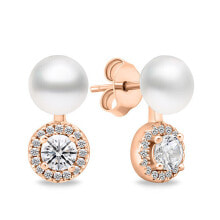 Ювелирные серьги Elegant pearl earrings with zircons EA611R