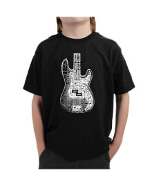 LA Pop Art big Boy's Word Art T-shirt - Bass Guitar
