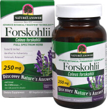 Витамины и БАДы для сердца и сосудов nature's Answer Forskohlii Экстракт корня колеус форсколии 250 мг 60 вегетарианских капсул