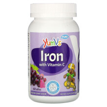 Железо yum-Vs, Pure, железо с витамином C, виноград, 60 желейных конфет