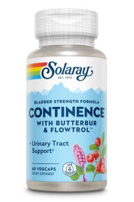 Витамины и БАДы для мочеполовой системы Solaray Continence with Butterbur & Flowtrol Растительный комплекс для здоровья  мочевыводящих путей 60 растительных капсул