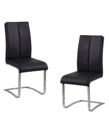 Best Master Furniture england Modern Faux Leather with Chrome Dining Side Chairs, Set of 2