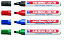 Письменные ручки Edding 3300 перманентная маркер Черный, Синий, Зеленый, Красный Скошенный наконечник 4 шт 000595
