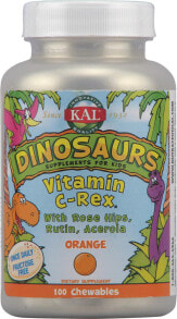 Витамин С Kal Dinosaurs Vitamin C-Rex Orange Витамин С с апельсином 100 жевательных таблеток