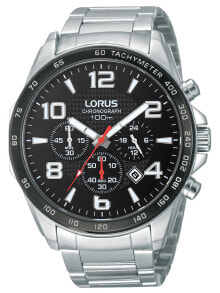 Мужские наручные часы с серебряным браслетом Lorus RT351CX9 Mens Chronograph 10 ATM 45 mm