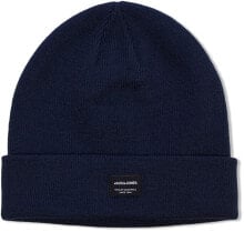 Мужская шапка синяя трикотажная Jack & Jones Beanie iapka Beanie Noos Navy Blaze r