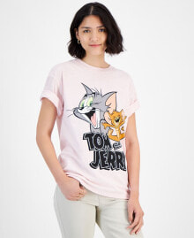 Купить женские футболки Tom and Jerry: Juniors' Tom & Jerry Graphic Boyfriend T-Shirt