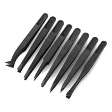Antimagnetic plastic tweezers set - 8pcs